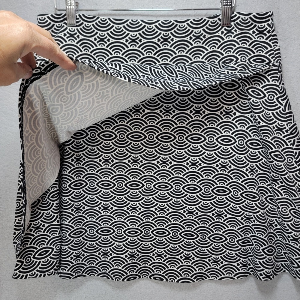 Soybu Mini Pull On Skirt Womens XL Geometric Aline Sporty Stretch Black White - Picture 3 of 10